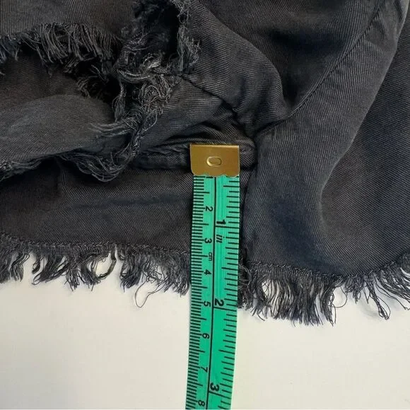 Aerie AE Pull On Shorts Lyocell Raw Frayed Hem Grey Black Small Summer Casual - Picture 6 of 8